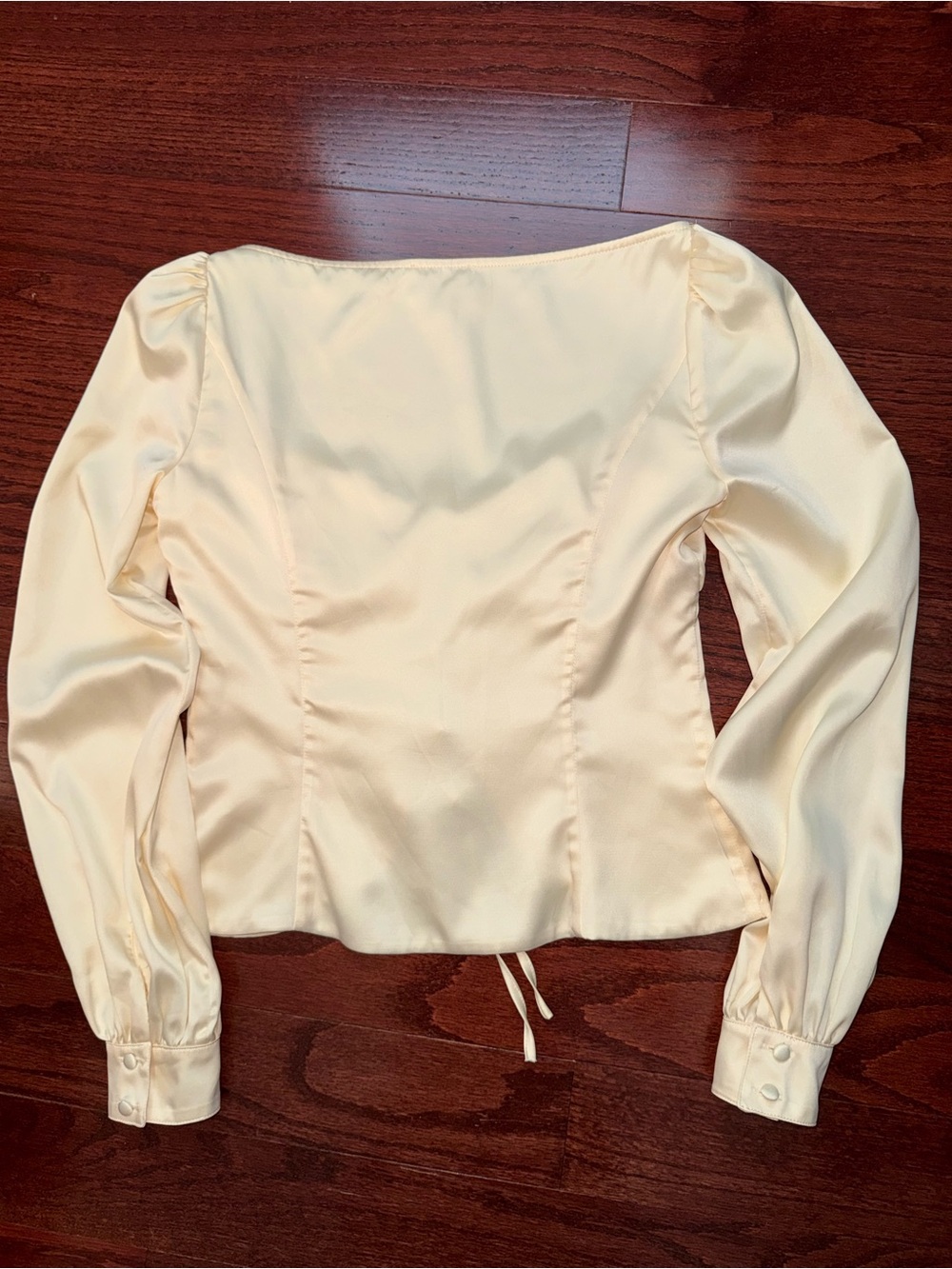 REVOLVE x Majorelle Ivory Satin Tie-Front Top - Picture 3 of 9
